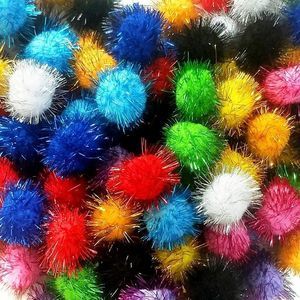 40Pcs Pompoms Glitter Sparkle Balls,10 Assorted Color Tinsel Sparkle Balls